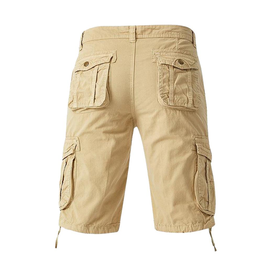 Мужские летние свободные шорты-карго в Корейском стиле, мужские однотонные повседневные модные шорты с несколькими карманами