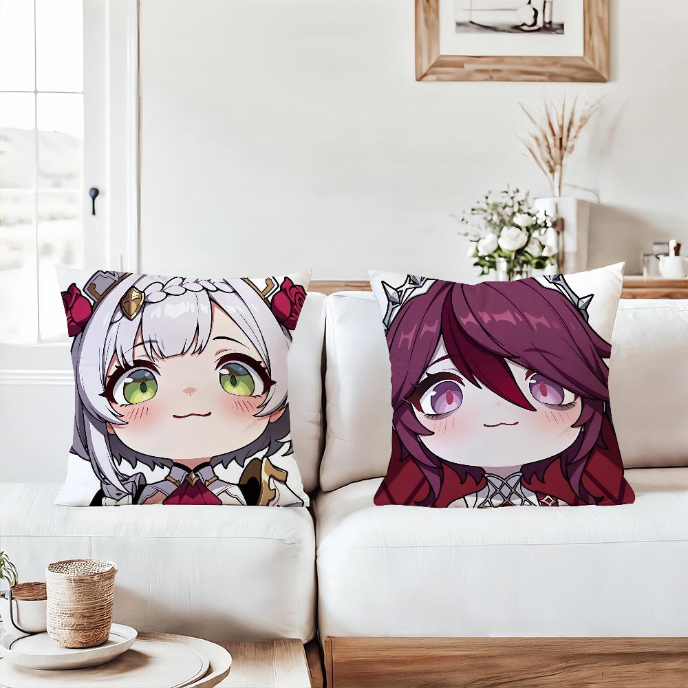 Cartoon cute Genshin Pillow Case Office Cushions Suitable For Sofa Car Bedroom Decorative Cushion Cover