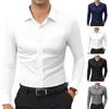 Мужская классическая рубашка с длинным рукавом и лацканами, рубашка на пуговицах, однотонная, официальная