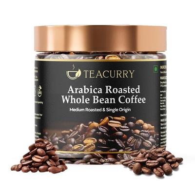 TEACURRY Арабика Жареные кофейные зерна Банка Целая (50 грамм)-Средняя обжарка с насыщенным вкусом и ароматом
