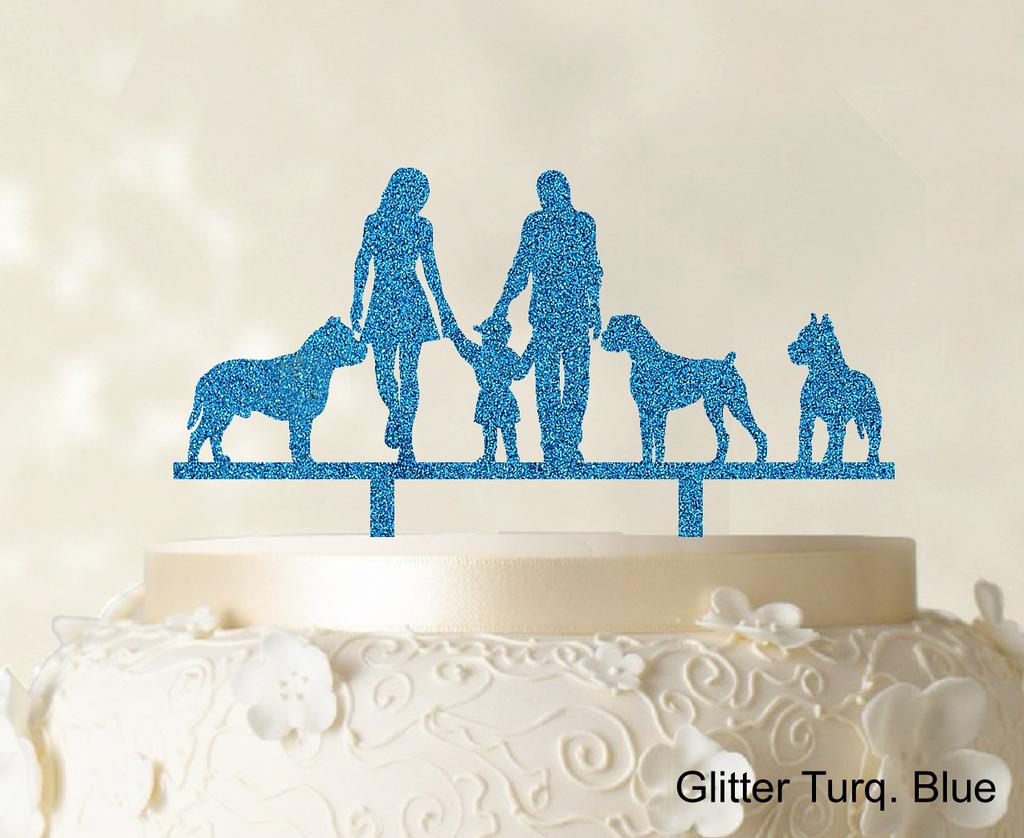 Изготовленный на заказ топпер для семейного торта с собаками, силуэт свадебного торта, топпер для украшения торта, вариант, доступный 6 "-7" дюймов