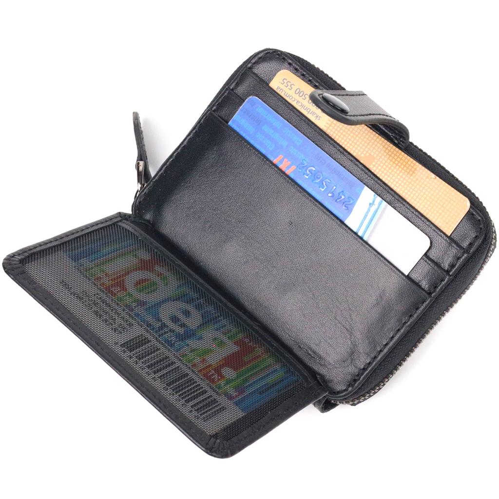 Beautiful Women's Purse Made of Natural Rough Leather CANPELLINI Wallet 21492 Black