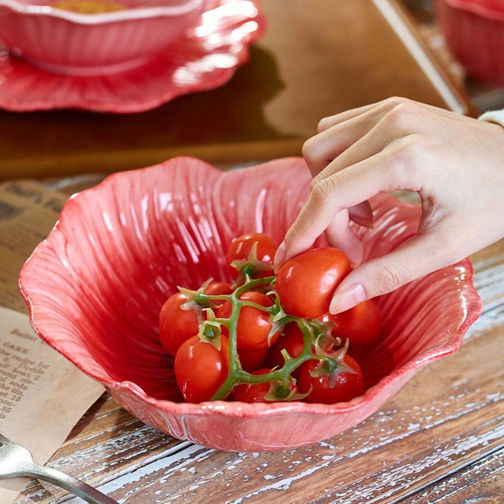 Household Ceramic Flower Plate Light Luxury Decorative Bowl Pastry Dish Soup Bowls Western Food