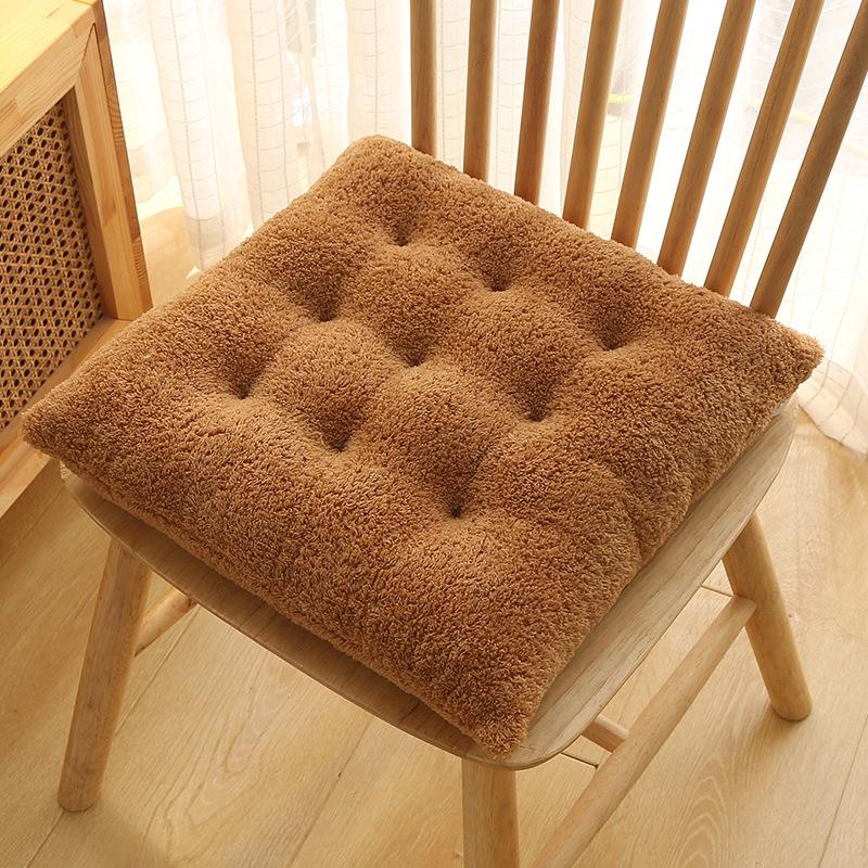 Plush Cushion Home Dining Chair Cushion Thickened Warm Office Plain Dormitory Chair Cushion