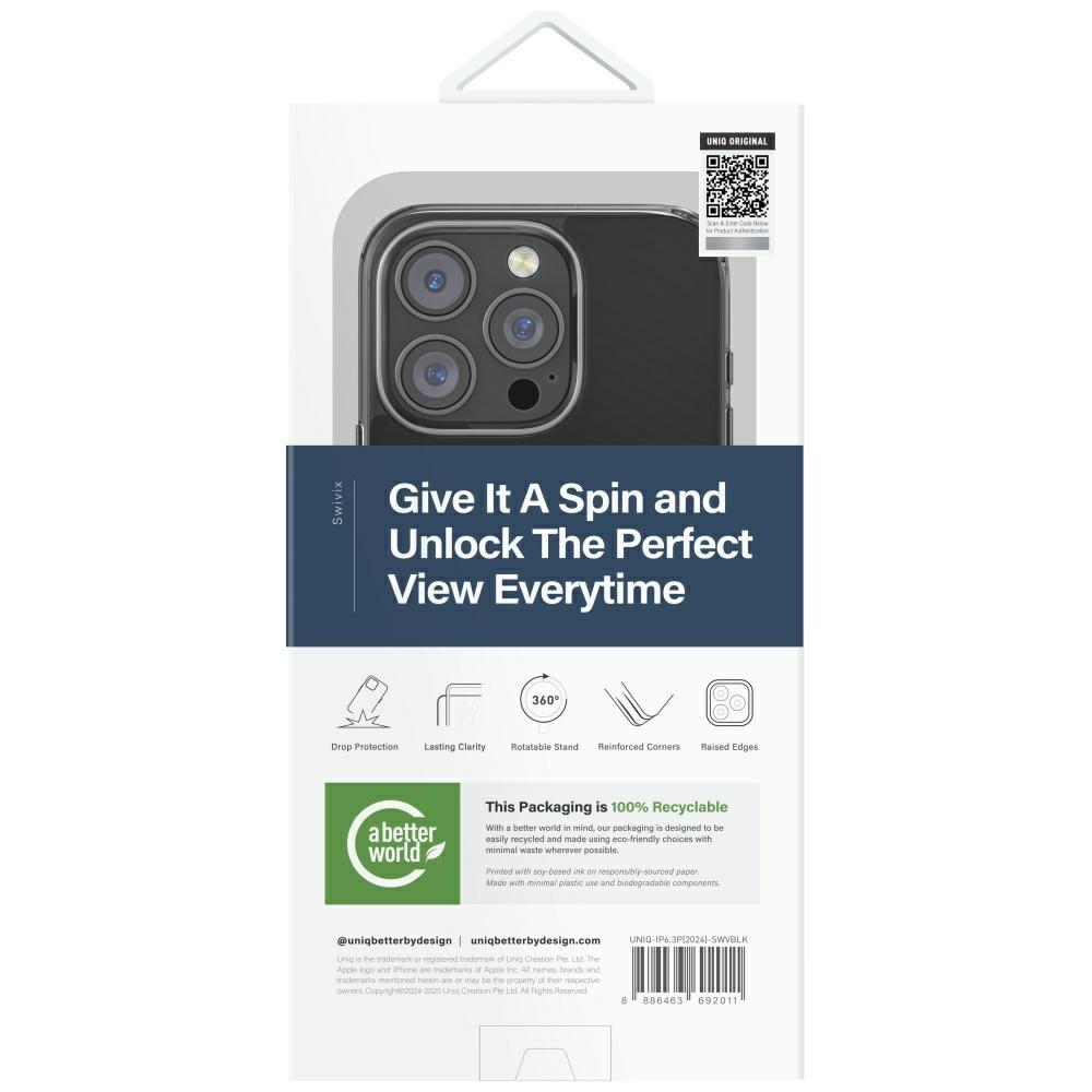 Etui do iPhone 16 Pro UNIQ Swivix 360 Rotating Kickstand Czarne