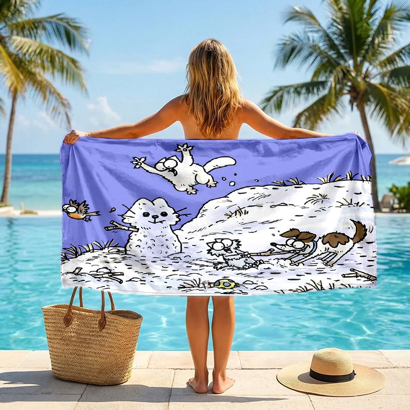 Simon'S Cat Fashion Beach Towel: Ideal for Summer Adventures Soft, absorbent and quick drying suitable for swimming and bathing