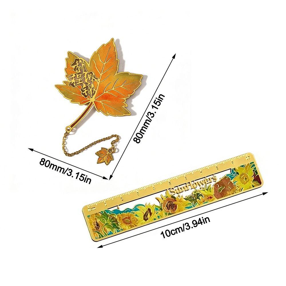 Apricot Leaf Metal Ruler Bookmarks Maple Leaf Pagination Mark Book Marking  Reading Accessory