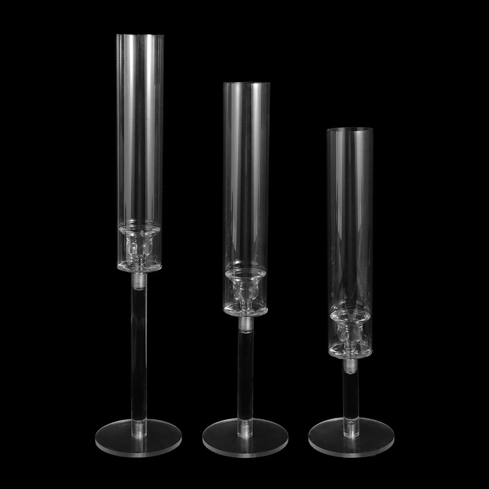 3 Pcs/set Party Decoration Acrylic Crystal Candle Holders Clear high quality Candlestick delicate Centerpieces Wedding Party