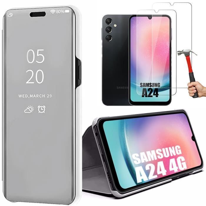 Чехол для Samsung Galaxy A24 Прозрачный эффект зеркала Усиленная защита - Серебристый