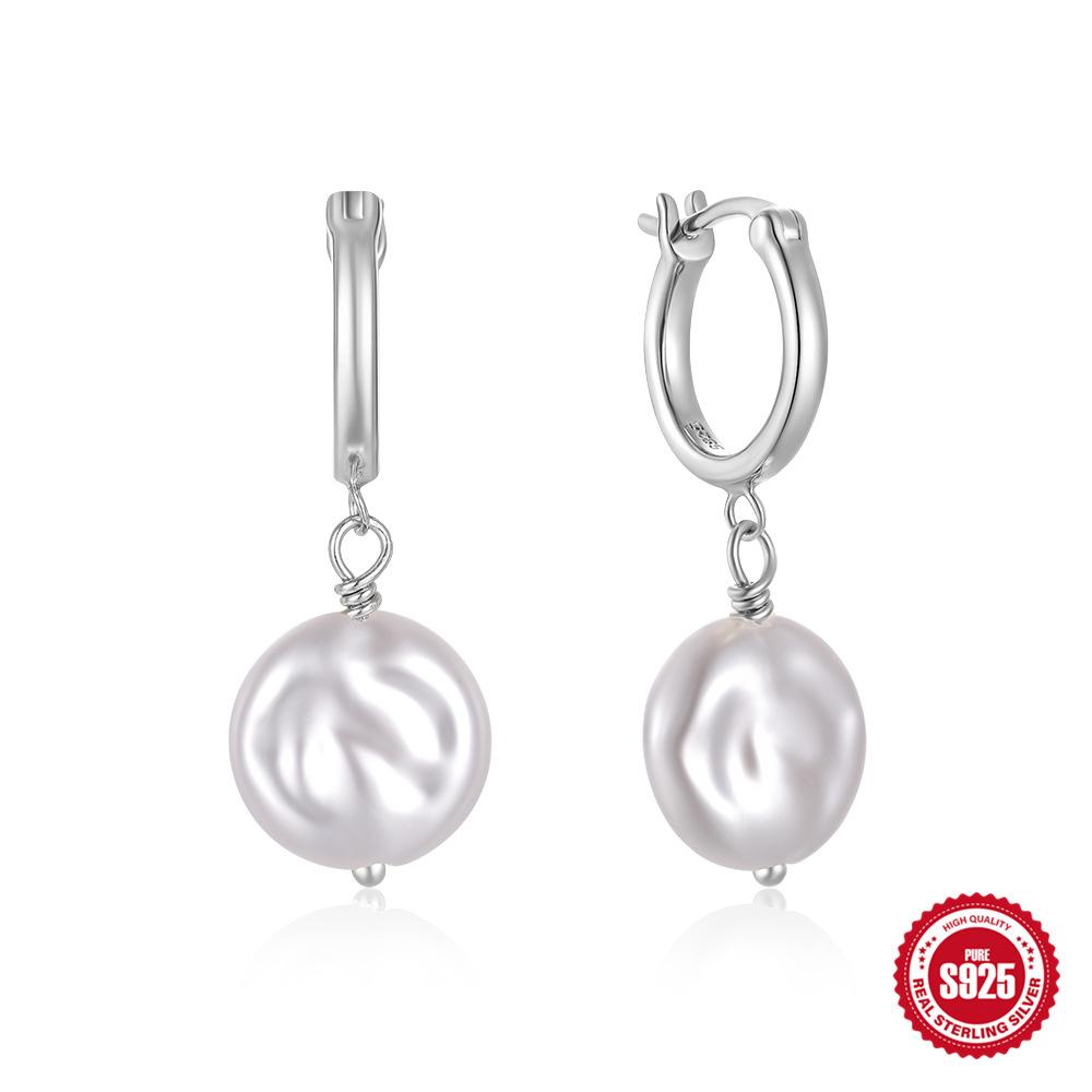 Simple Pearl Zircon S925 Sterling Silver Temperament Elegant Design Earrings Earrings Pearl Earrings