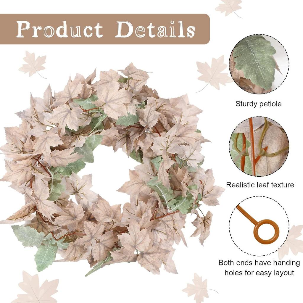 Осенний белый кленовый лист ротанг искусственное зеленое растение кленовый лист Хэллоуин настенное украшение кленовый лист рождественское украшение ротанг