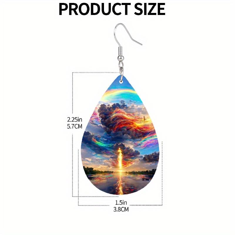 Coloful Sky Aurora PU Leather Earrings Fashion Earrings Holiday Gifts for Friends Party Fashion Accessories Elegant Earrings Party Earrings