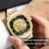 Men's Stainless Steel Waterproof Automatic Mechanical Watch Luminous Square Hollow Dial Fashion Business Accessories