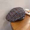 Grid Retro Trendy Print Newsboy Cap Windproof Warm Features Casual Streetwear
