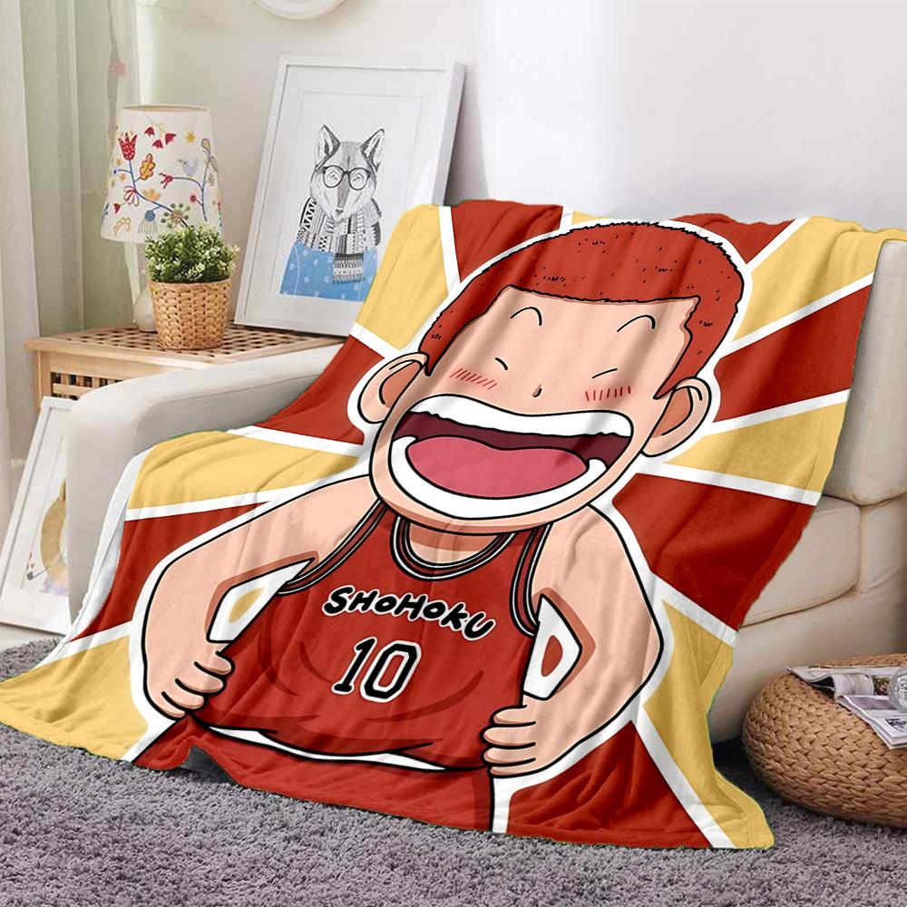 1pc SLAM DUNK Flannel Throw Blanket HD Printed Lightweight Soft Warm All Season Blanket for Sofa, Bed, Travel, Camping Machine Washable