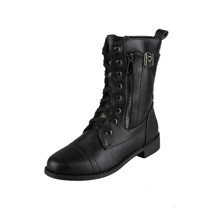 Fashion Women Mid Calf Boots Autumn Winter Low Heel Booties 2024 New Fashion Female Retro British Goth Shoes Short Leather Boots