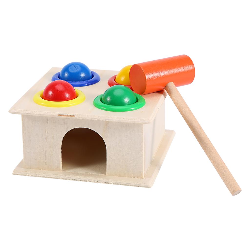Novel Kids Hammering Game Wooden Ball Hammer Box Children Early Learning Educational Toy