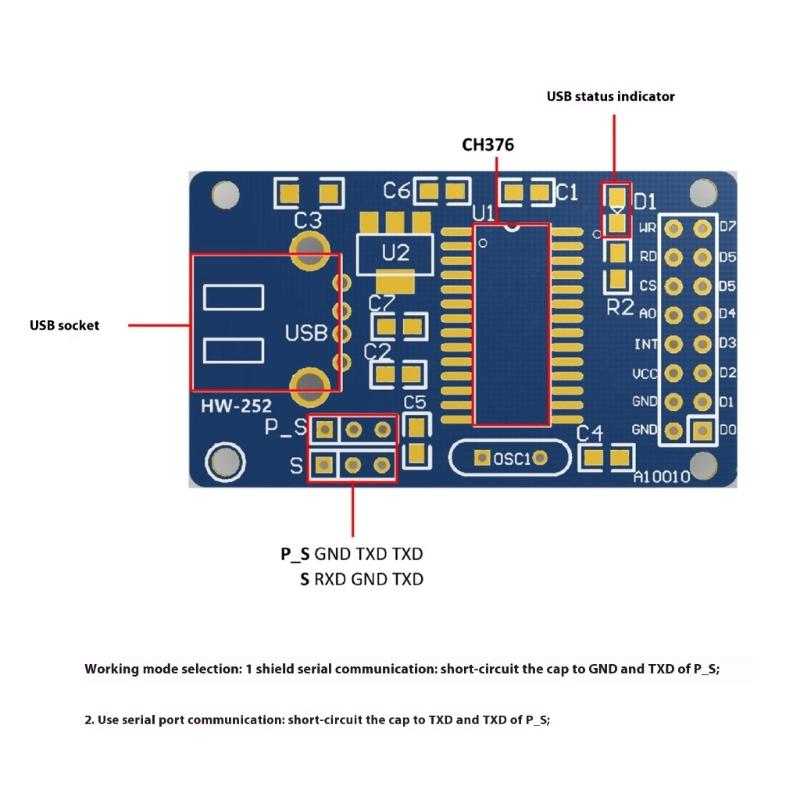 Модуль CH376 для чтения/записи USB-накопителей и карт памяти с LDO 3,3 В и последовательным/параллельным интерфейсами, стабильный выход питания 5 В