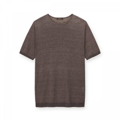 Базовый круглый трикотажный льняной T-shirt