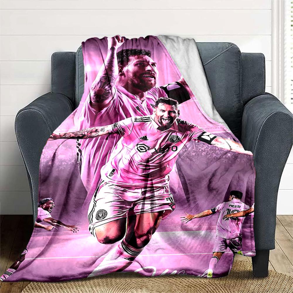 Messi's Legacy Soccer Blanket Comfortable Suitable for Office Bedding Bed for All Occasions Playful Design Suitable for Gifting Relatives and Friends