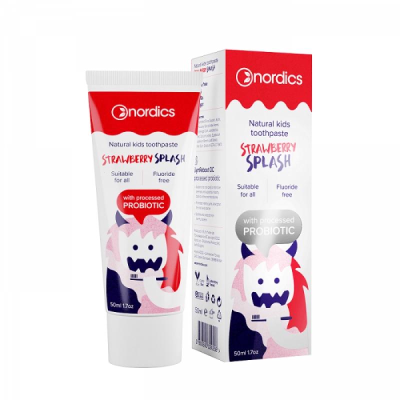 Strawberry Flavored Children' Toothpaste with Probiotics and Fluoride Free 50 - Nordics