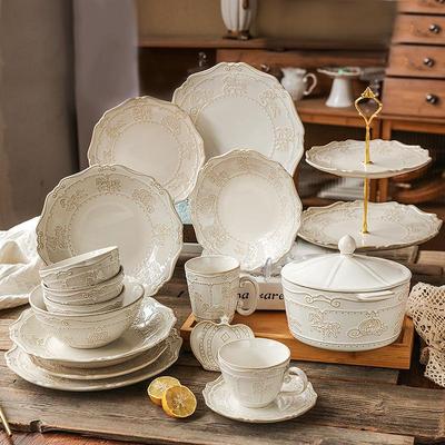 Японский керамический набор столовой посуды: Тарелка и миска для одной порции в ретро-стиле