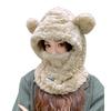 Korean Version of Cute Thick Plush Bear Hat Scarf Mask Integrated In Winter Warmth and Cold Riding Ear Protection Hat Trend