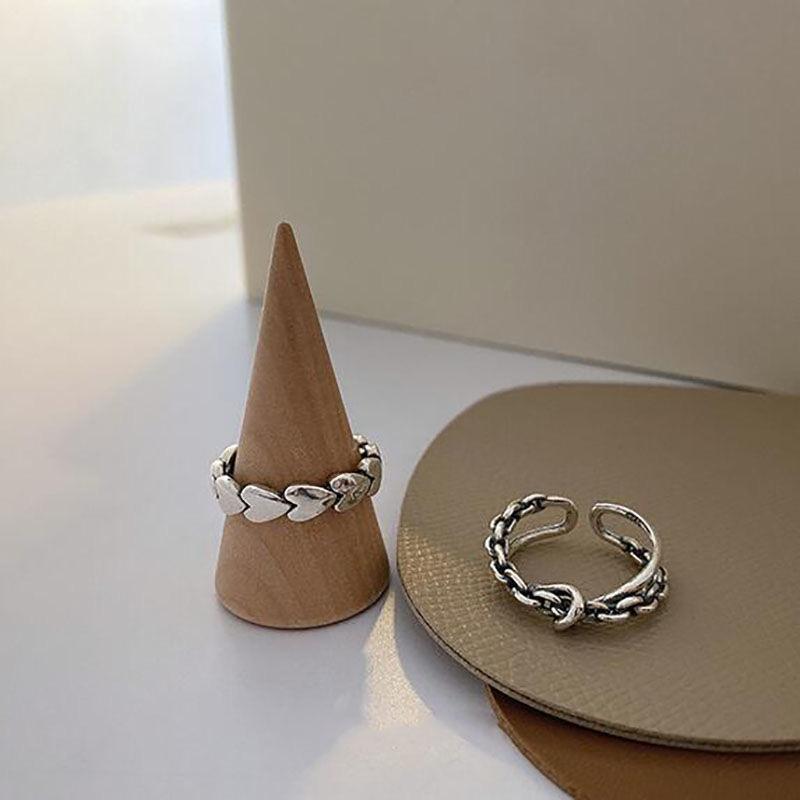 Комплект из 2 шт./компл., комплект открытых колец с маленьким узлом и сердцем, элегантный винтажный регулируемый женский милый ювелирный аксессуар на палец, подарок для свадебной вечеринки для девочек