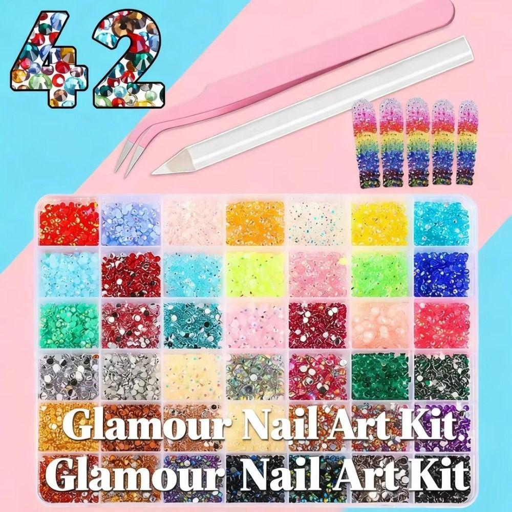 42 Girds 3D Fingernail Rhinestones 3D Glass Nail Charms  Jewelry  Accessories