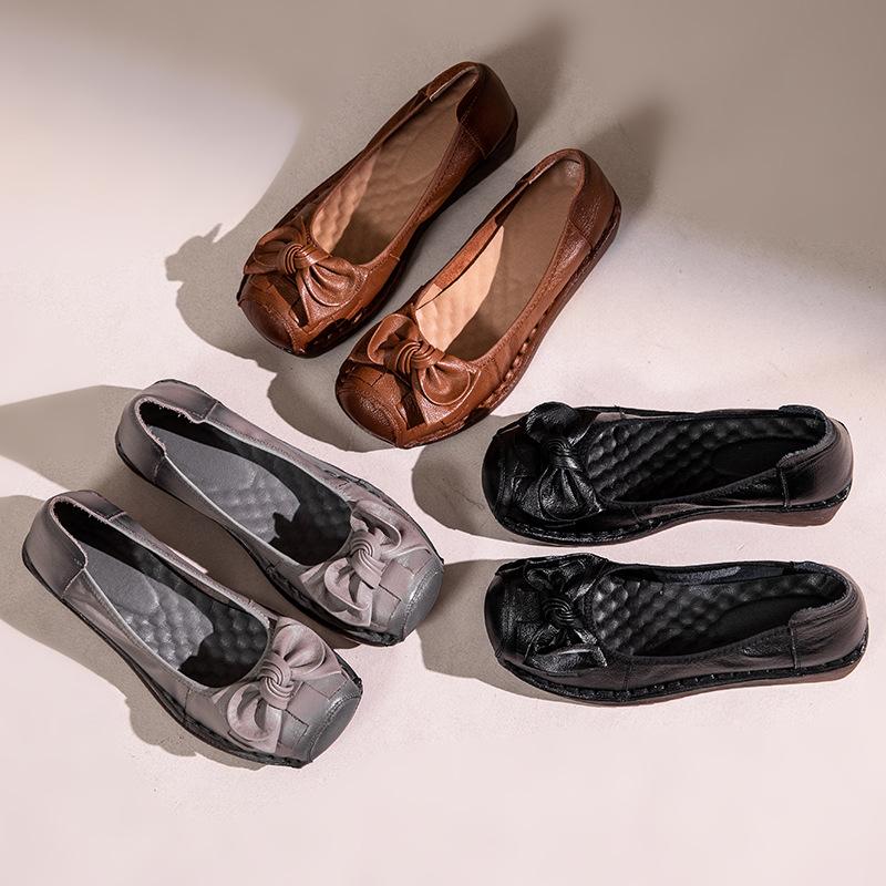 GKTINOO 4см Плетение Натуральная кожа Балетки Платформа Танкетка Лофер Женские Оксфорды Винтажные Этнические Летние Удобные Мягкая подошва Повседневная обувь