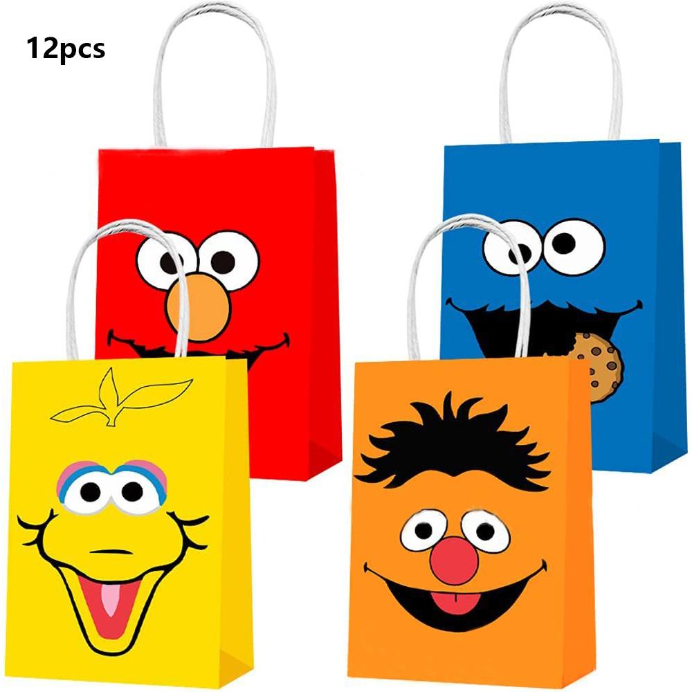 12 шт. праздничных пакетов «Улица Сезам» для игр, для детей, для взрослых, для украшения на день рождения