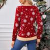 Женская мода Красный Санта-Клаус Длинный рукав Круглый вырез свитер