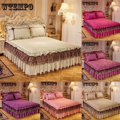 Юбка с рюшами, королевский размер, хлопковый комплект постельного белья из хлопка с цветочным принтом, простыня