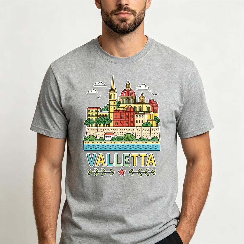 Valletta Skyline Graphic TShirt for Unisex Unisex Malta Travel Souvenir Tee