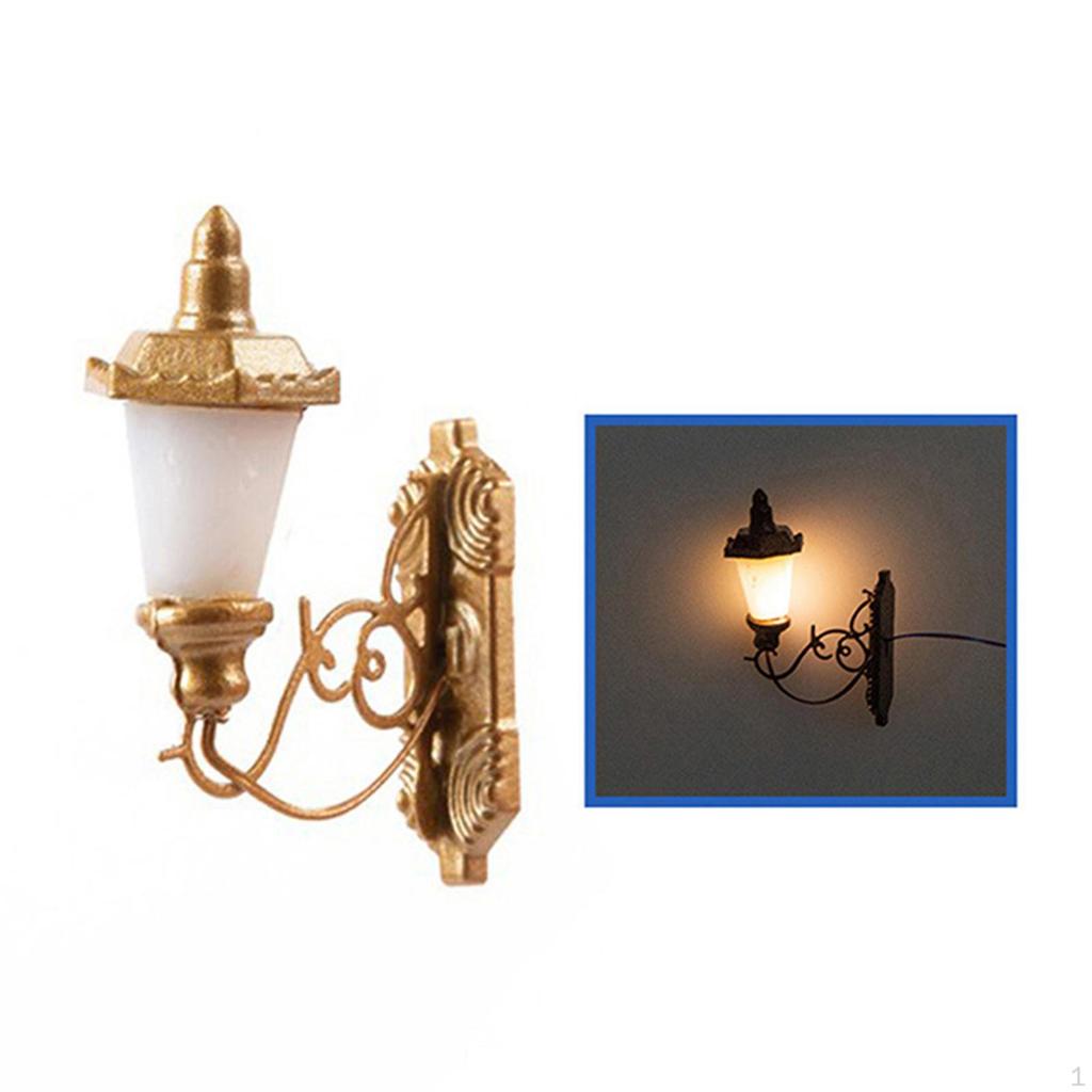 Миниатюрный настенный светильник Декорация DIY проекты Винтажная садовая модель Светящийся для 1/64 Здания
