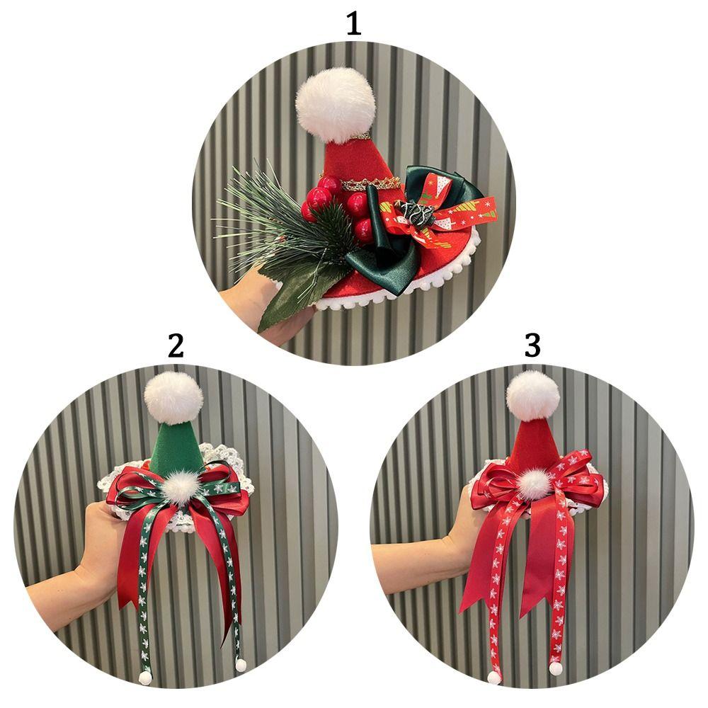 Red Green Festive Hat Handmade Hairpin Cute Christmas Hat Clip Women Girl