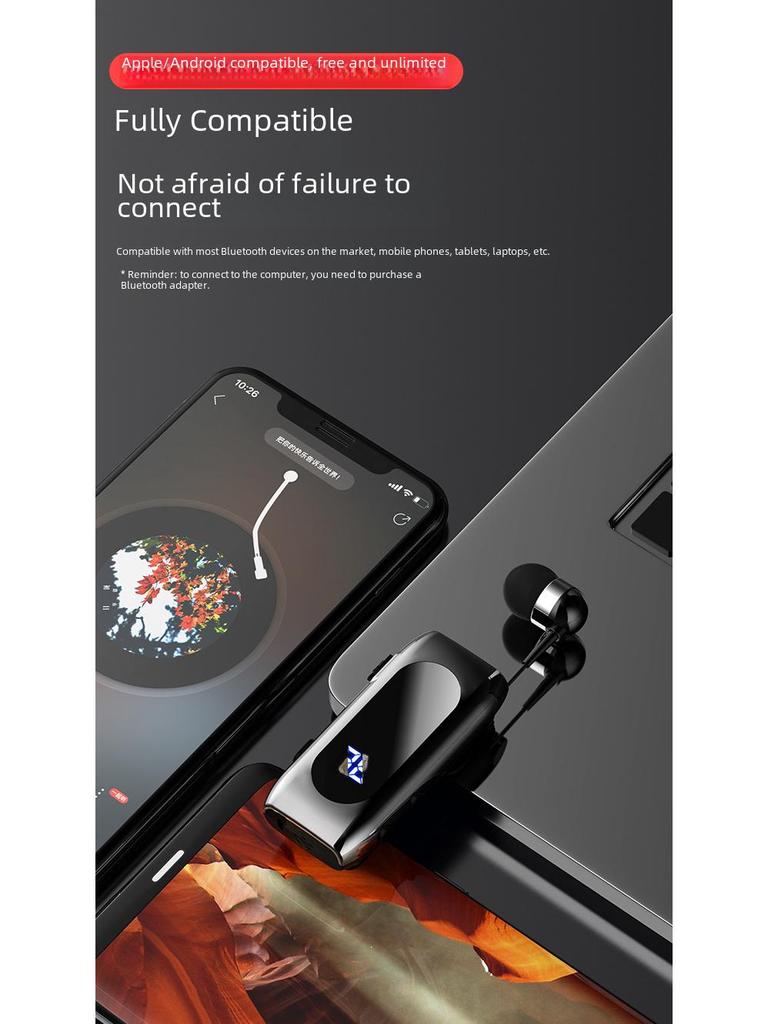 Bluetooth-гарнитура K55: Оповещения о вибрации, пристегивающиеся, втягивающийся кабель, спортивная конструкция вкладышей для одного уха