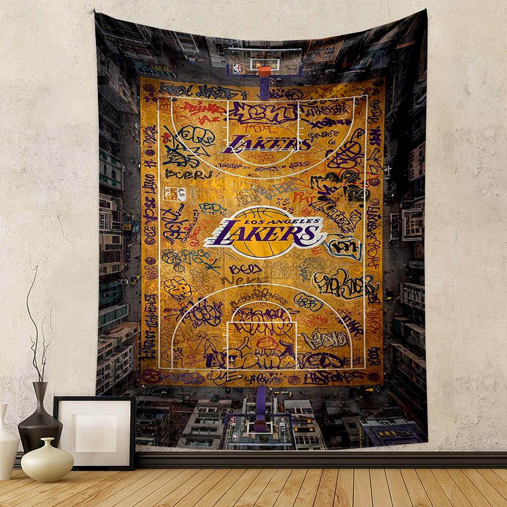 Los Angeles Lakers Basketball Graffiti Style Patterned Patterned tapestry for bedroom and living room home decor