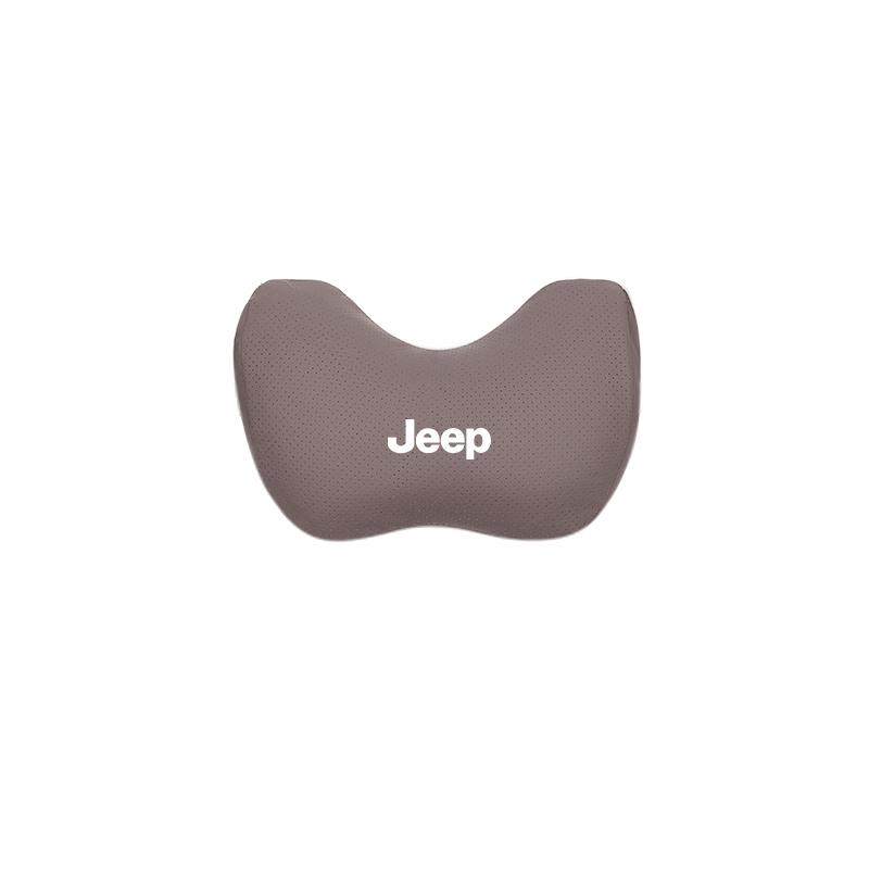 Leather Car Neck Headrest & Lumbar Support Pillow Soft Waist Valve Stem For Jeep Renegade Wagoneer Avenger Recon Wrangler JK KUBEL1