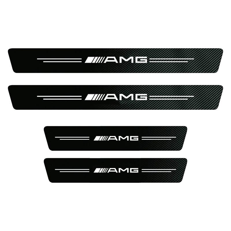 VFO1 1/4/5Pcs Car Door Sill Protector Strip Anti-Scratch Sticker Hubcap For Mercedes Benz AMG GLC GLE CLA GLB W205 W206 W211 GLK W204