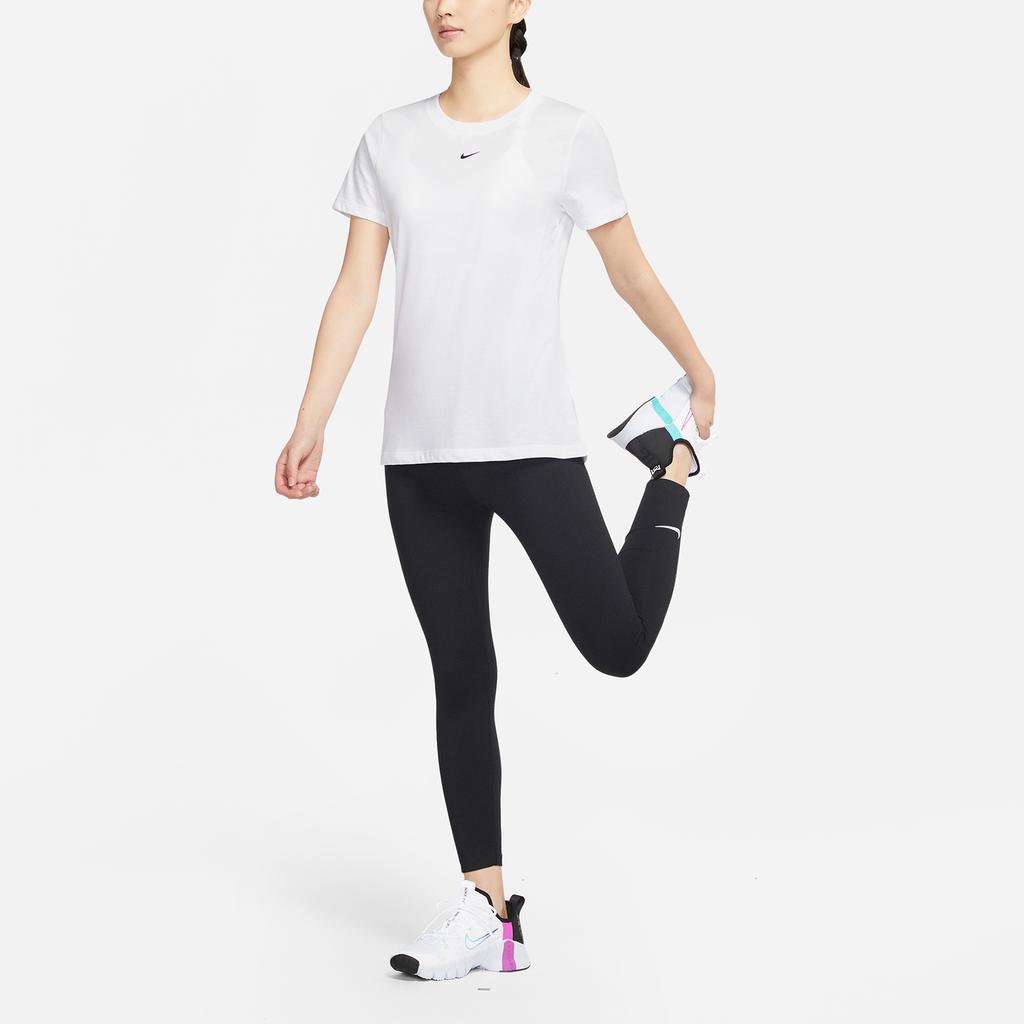 Nike Футболка Yoga Dri-Fit Casual с коротким рукавом и принтом для женщин, белые топы DD2817-100
