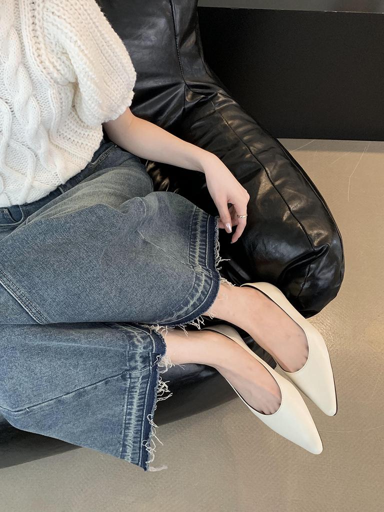 Модные женские туфли-лоферы с острым носком, повседневные туфли на осень-весну, туфли на низком каблуке для вечеринок, модные повседневные туфли-мюли, размер 35-39, туфли-лодочки