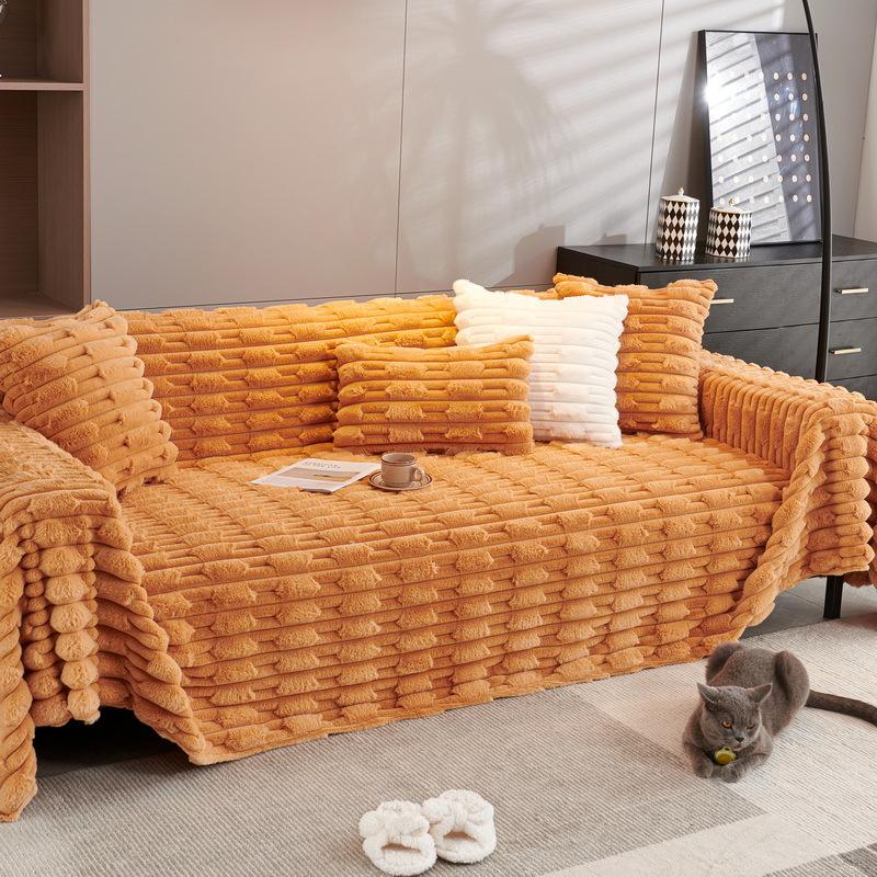 Зимний чехол для дивана из меха кролика, ультрамягкий чехол, полотенце, одеяло, плотный, универсальный, для защиты мебели, домашний декор