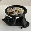 3D Printed Fun Cat Jewelry Tray, Playful And Cute Cat Design, Novel Style, Ideal For Desktop Organization Black/White