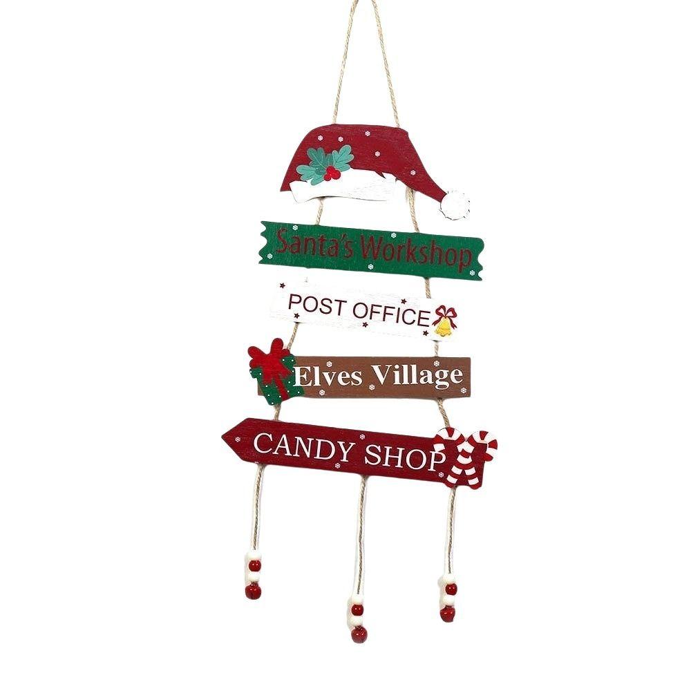 Rustic Christmas Door Sign Tiered Wall Pendant Xmas Tree Decor Hanging Welcome Board Homeowners