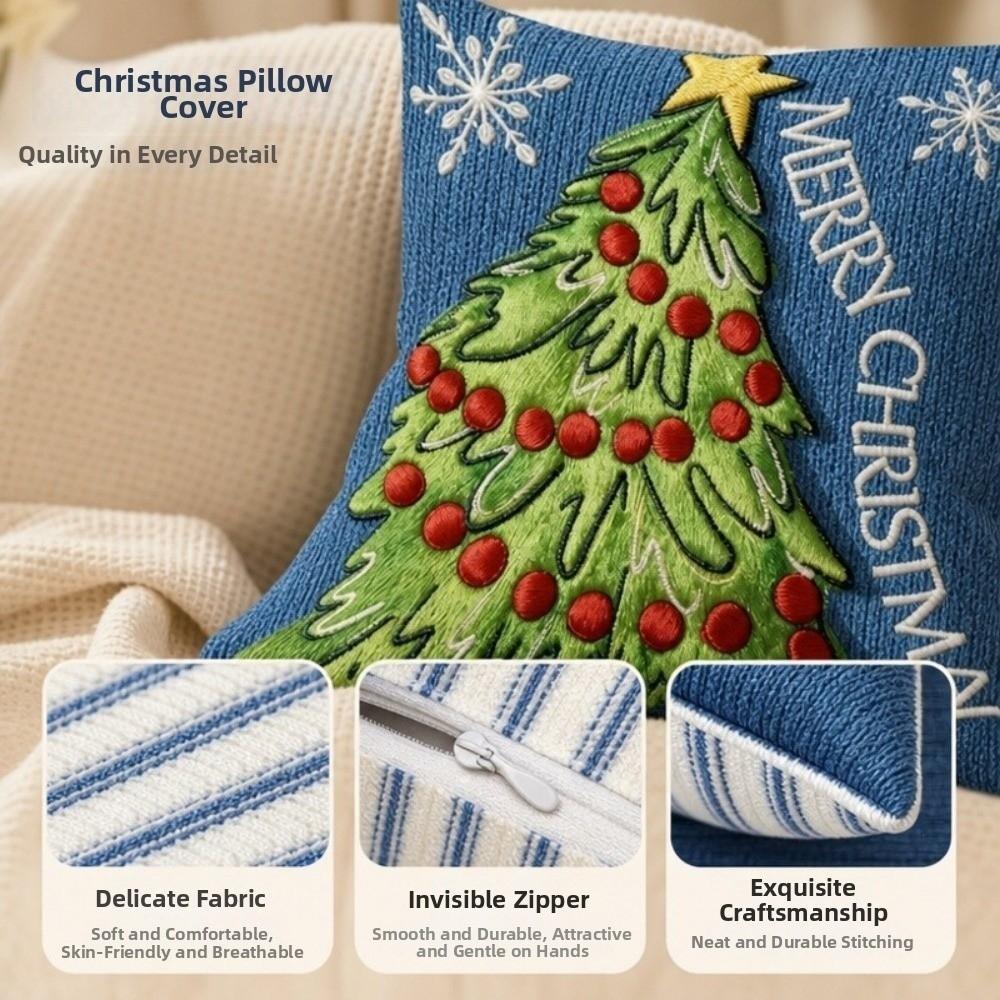 Cartoon Christmas Pillow Covers Flat Printing Xmas Pillow Cover Home Holiday Decor