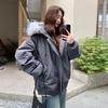 Women's Clothing Retro Pie Overcomes Fur Collar Jacket Hooded Thickened Winter Cotton-padded Clothes
