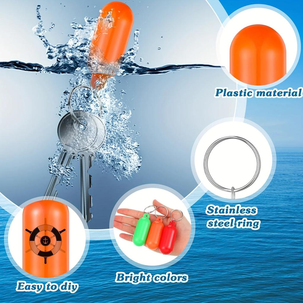 Водонепроницаемый пластиковый брелок-подвеска, овальный полый пляжный брелок, пляжный плавающий брелок, подвеска для водного рафтинга