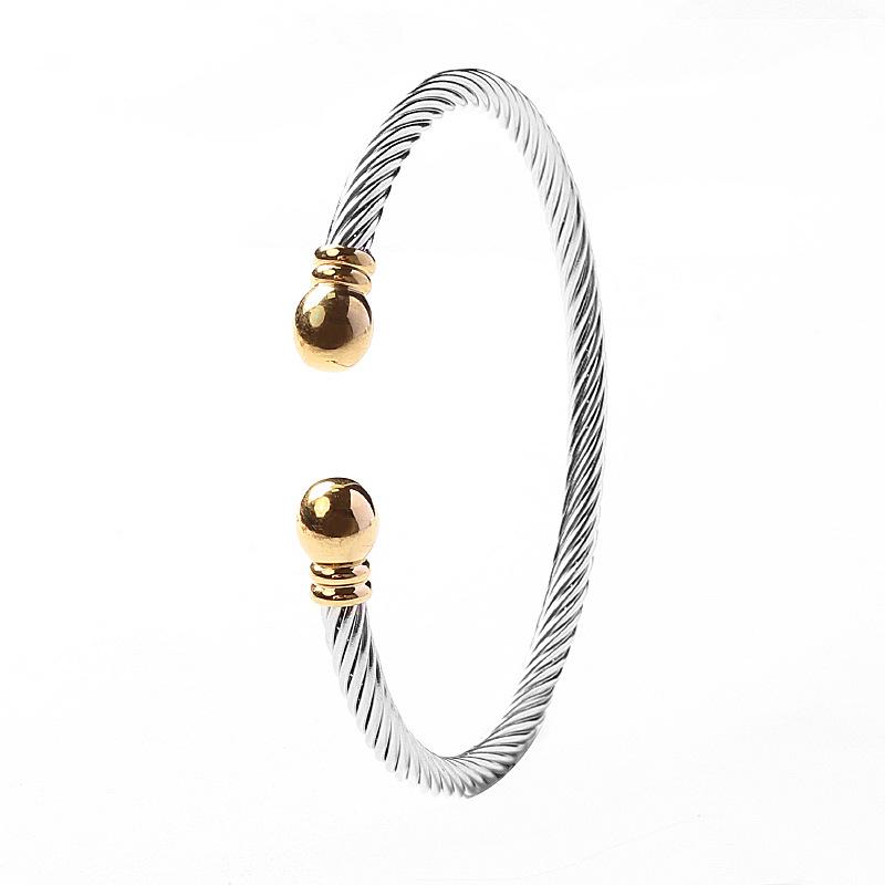 Steel Wire C -Shaped Twist Bracelet Plated 18k Gold Boutique Couple Jewelry