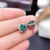 Серьги-гвоздики Sterling Green Round CZ в форме цветка, простые, элегантные, женские, аксессуары для прокалывания ушей, новые ювелирные изделия
